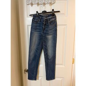 American Eagle Button Fly Stretch Jeans Blue Size 0 Regular